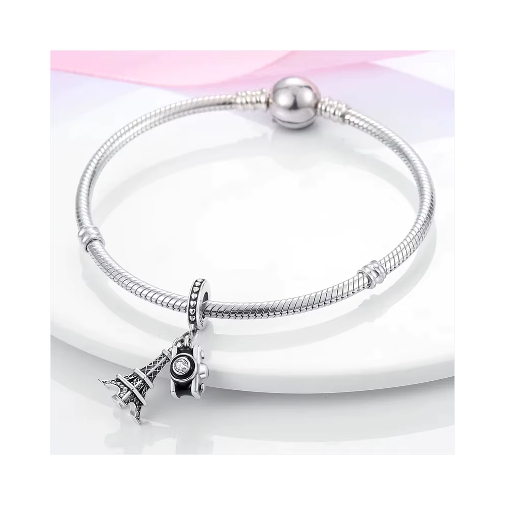 Charm Colgante Torre Eiffel y Camara-2