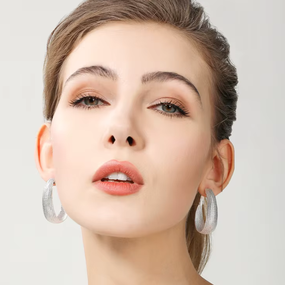 Aros Plata En U Facetado 40 mm-3