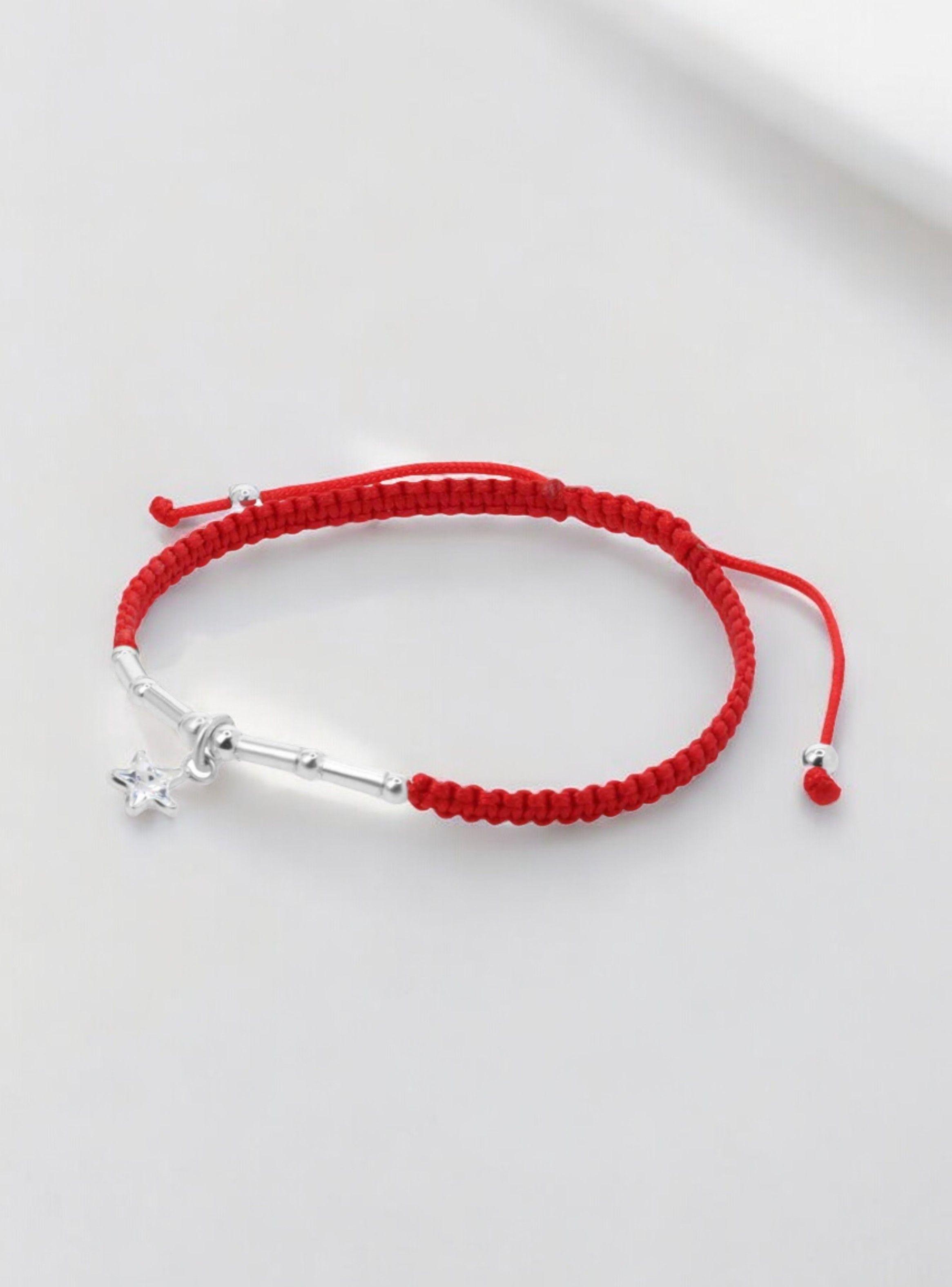 Pulsera de Plata Macramé Varita con Circón de Estrella-2