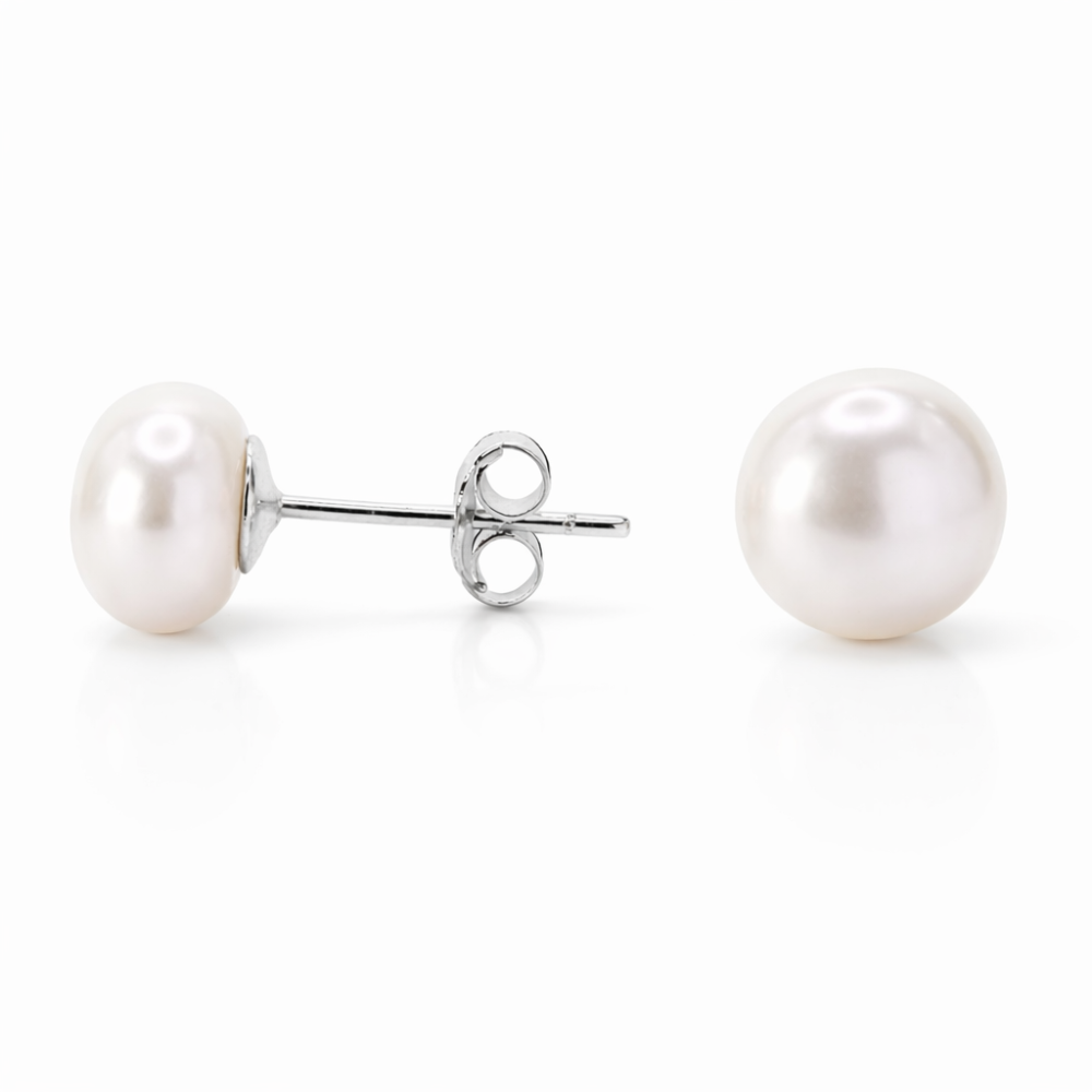 Aros De Plata 925 Perla Achatada 12 mm-4