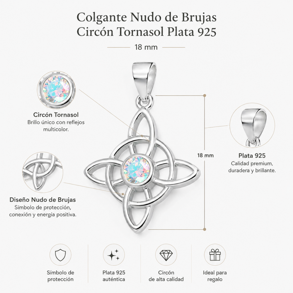 Colgante Nudo de Brujas Tornasol Plata 925-4