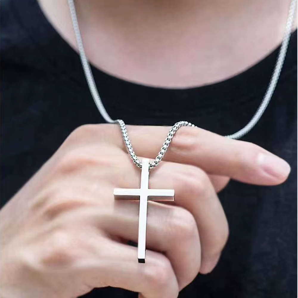 Collar De Cruz Acero 55 cm-3