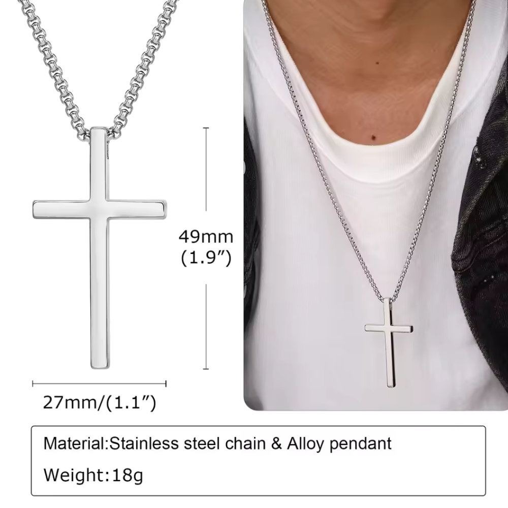 Collar De Cruz Acero 55 cm-4