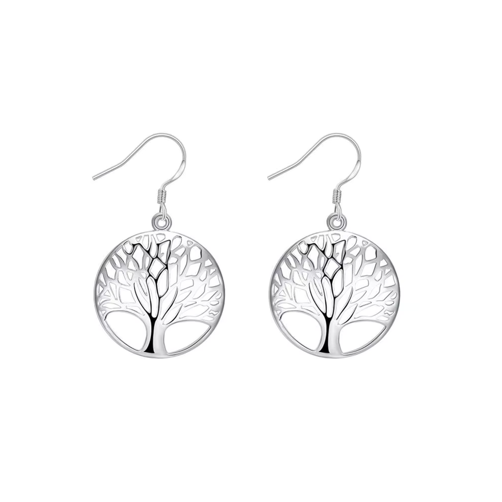 Conjunto De Plata Collar y Aros Árbol De La Vida-2