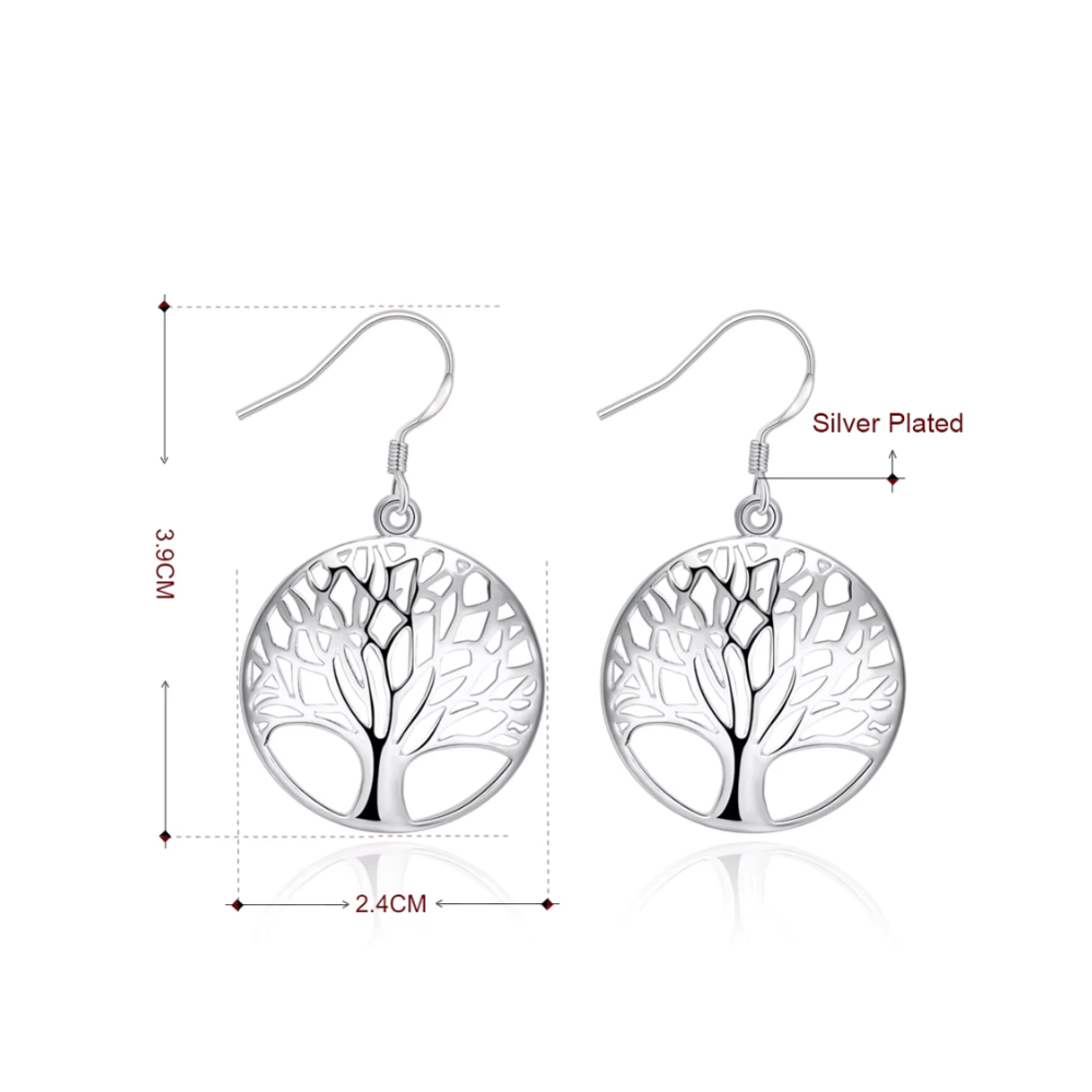 Conjunto De Plata Collar y Aros Árbol De La Vida-5