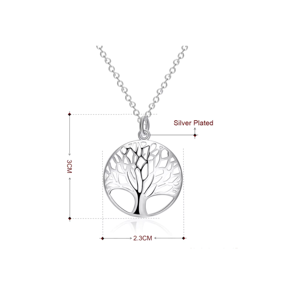 Conjunto De Plata Collar y Aros Árbol De La Vida-6