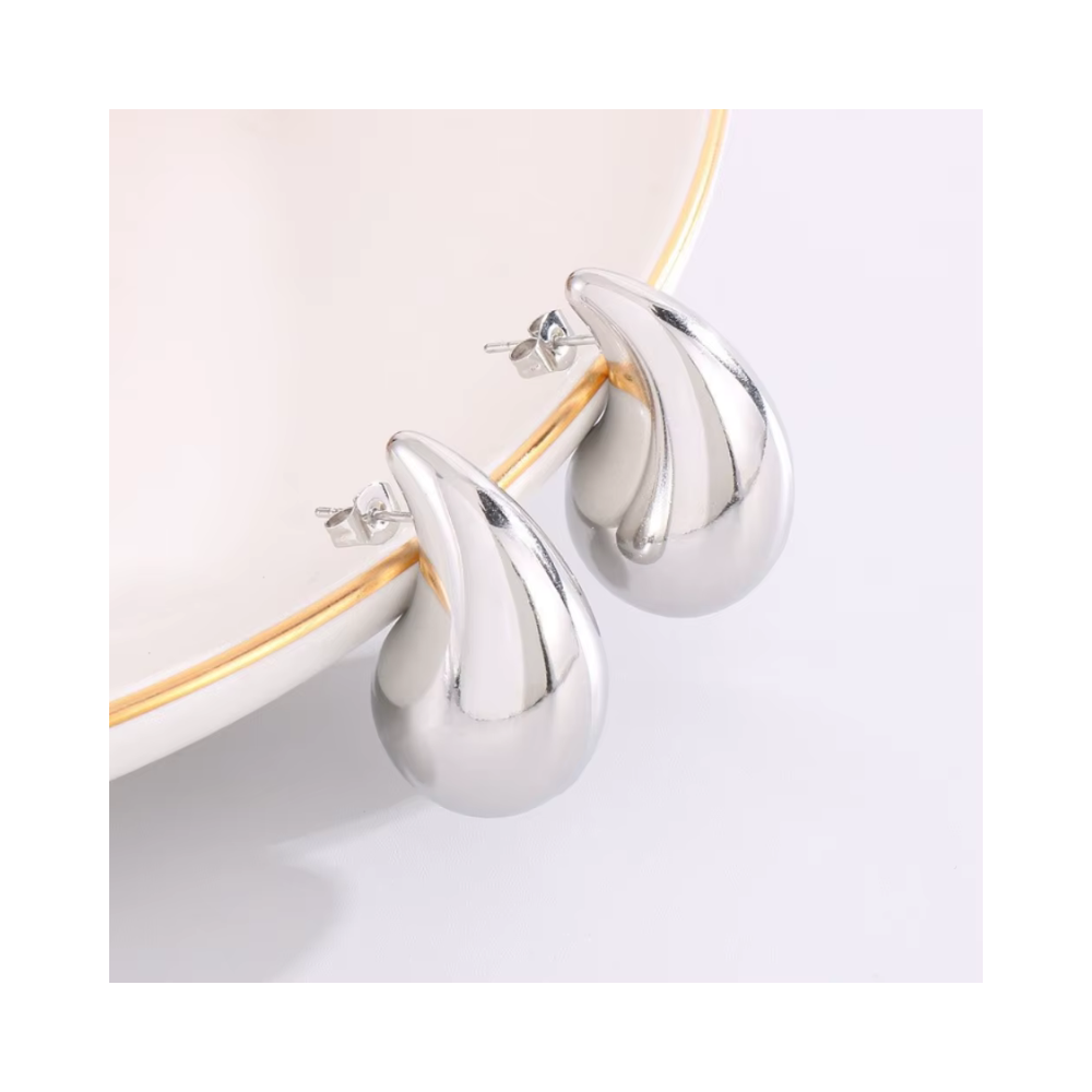 Aros Plata Estilo Gota Chunky 18 mm-3