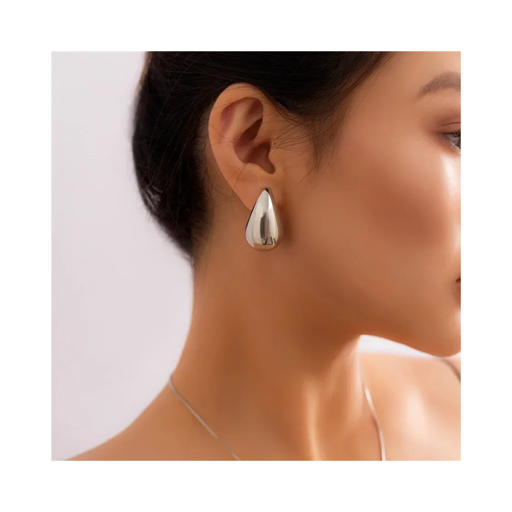 Aros Plata Estilo Gota Chunky 31 mm-3
