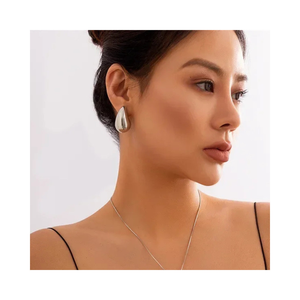 Aros Plata Estilo Gota Chunky 31 mm-4