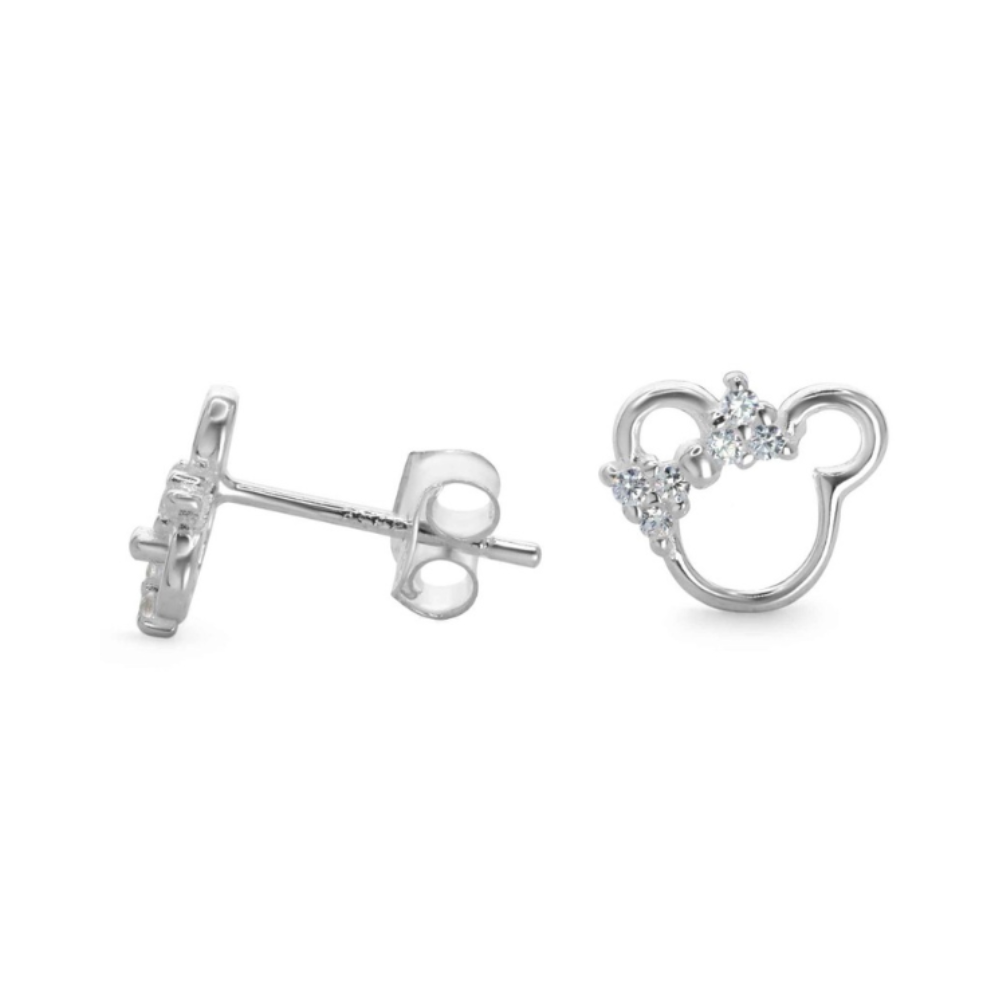 Aros De Plata Minnie Mouse Con Circones-2