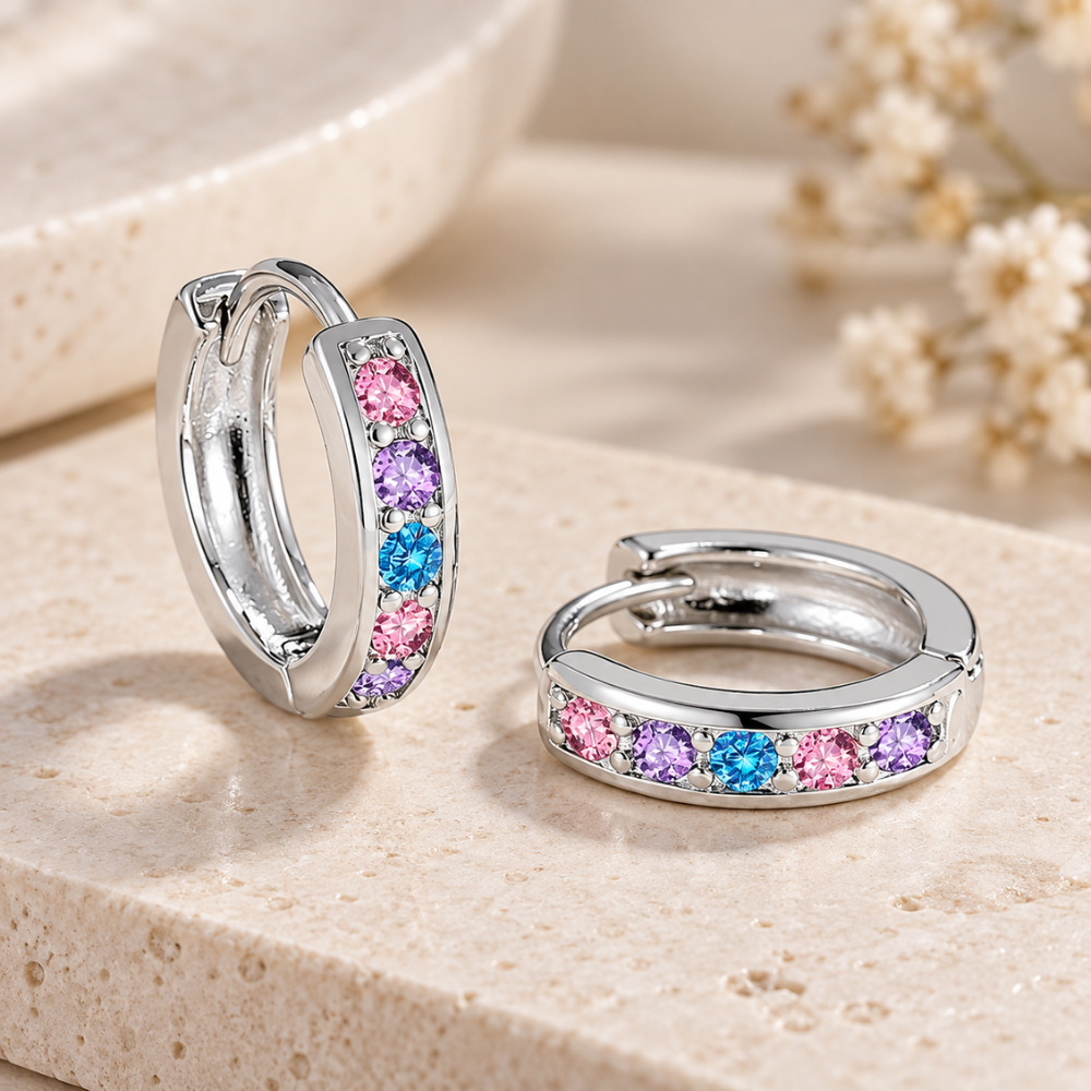 Aros Argolla Huggie Circonitas Multicolor-3