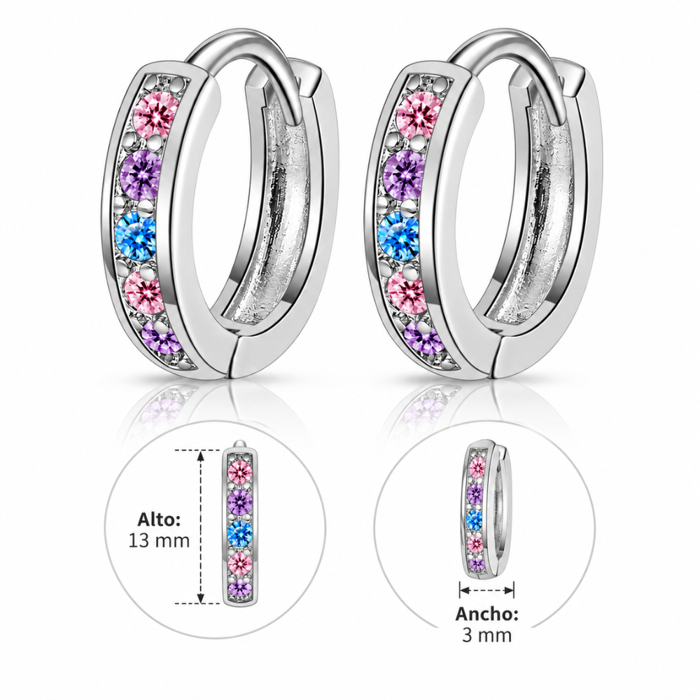 Aros Argolla Huggie Circonitas Multicolor-4