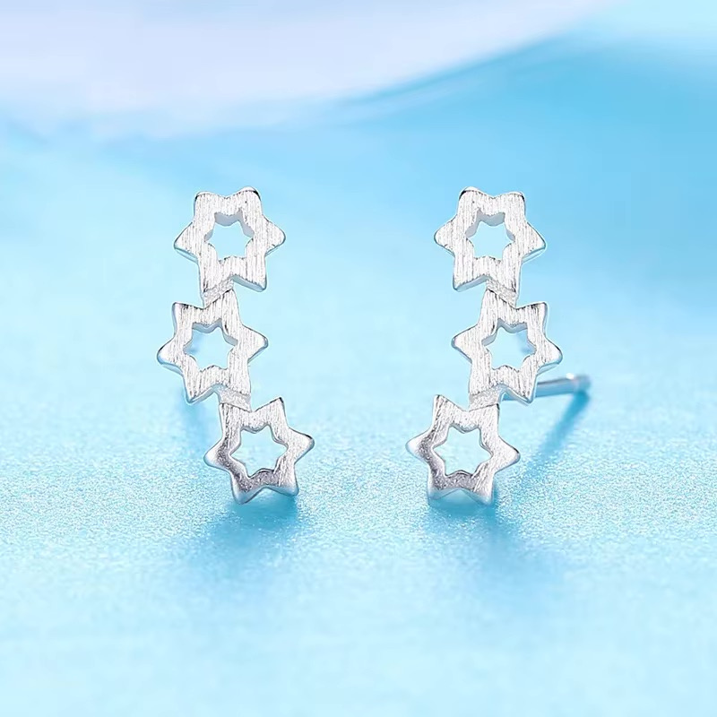 Aros de Plata Diseño 3 Estrellas-2