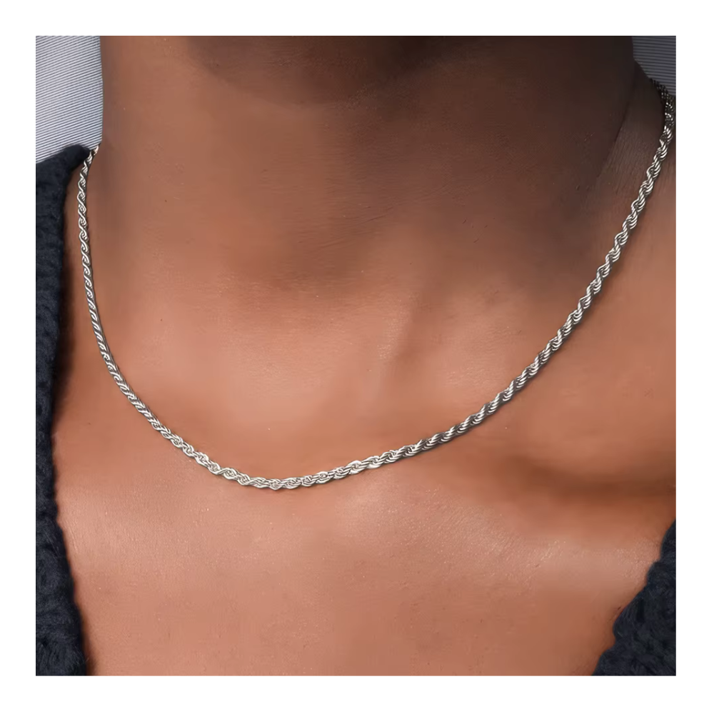 Cadena Plateada Acero Tourbillon 2 mm 60 cm-3