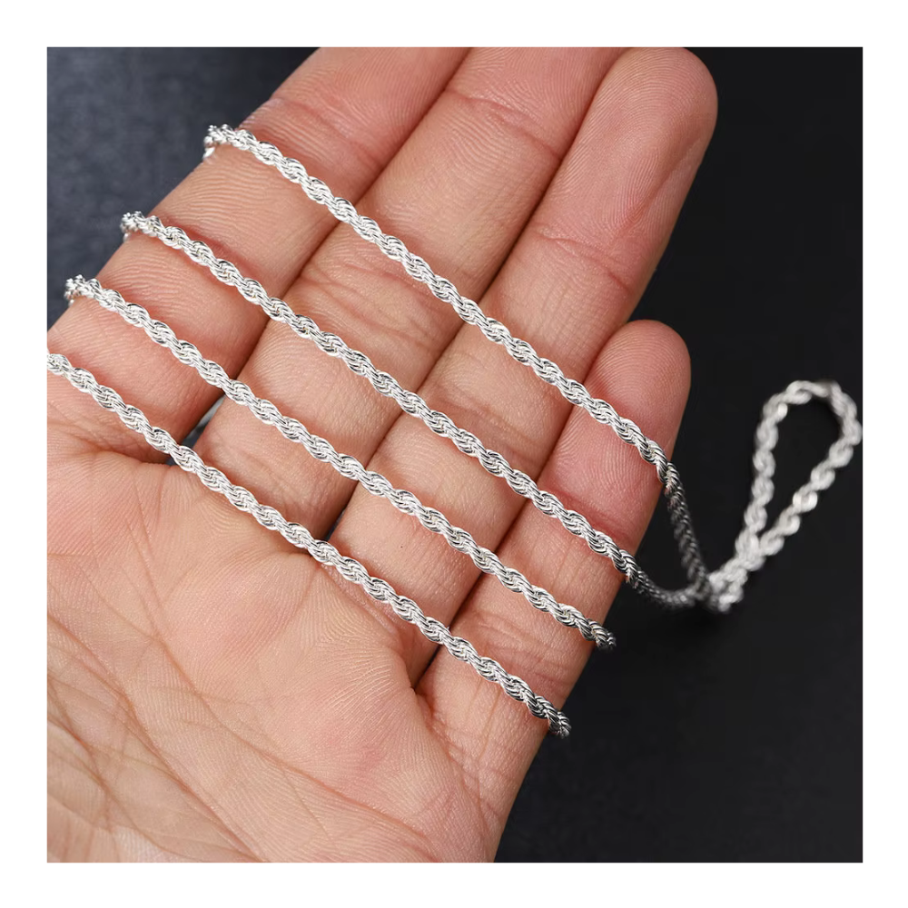 Cadena Plateada Acero Tourbillon 2 mm 60 cm-5