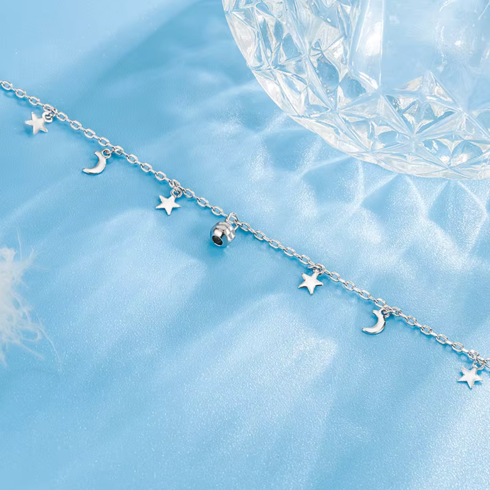 Tobilleras Cadena Con Colgantes Estrellas y Lunas-3