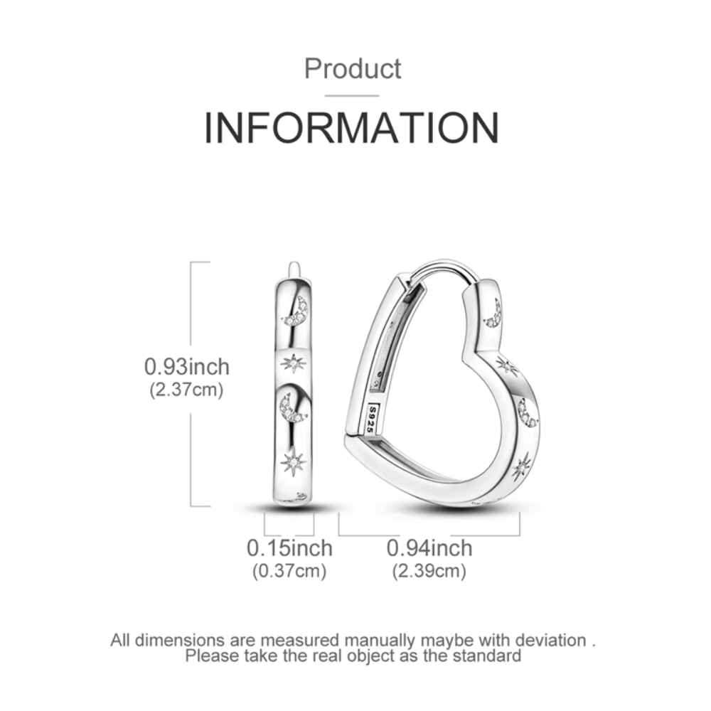 Aros Plata Corazón Luna y Estrellas con Micro Circones-2