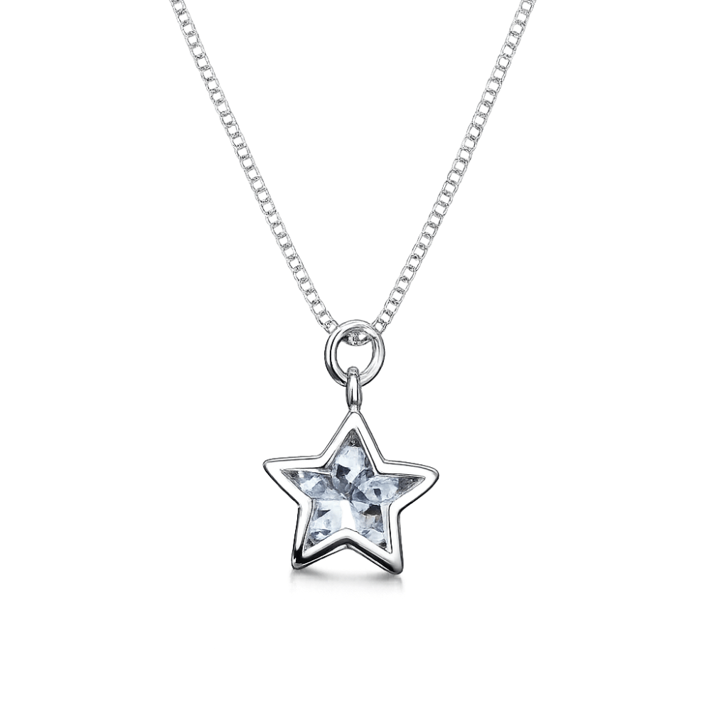 Collar De Plata Con Colgante De Estrella y Cristal-1