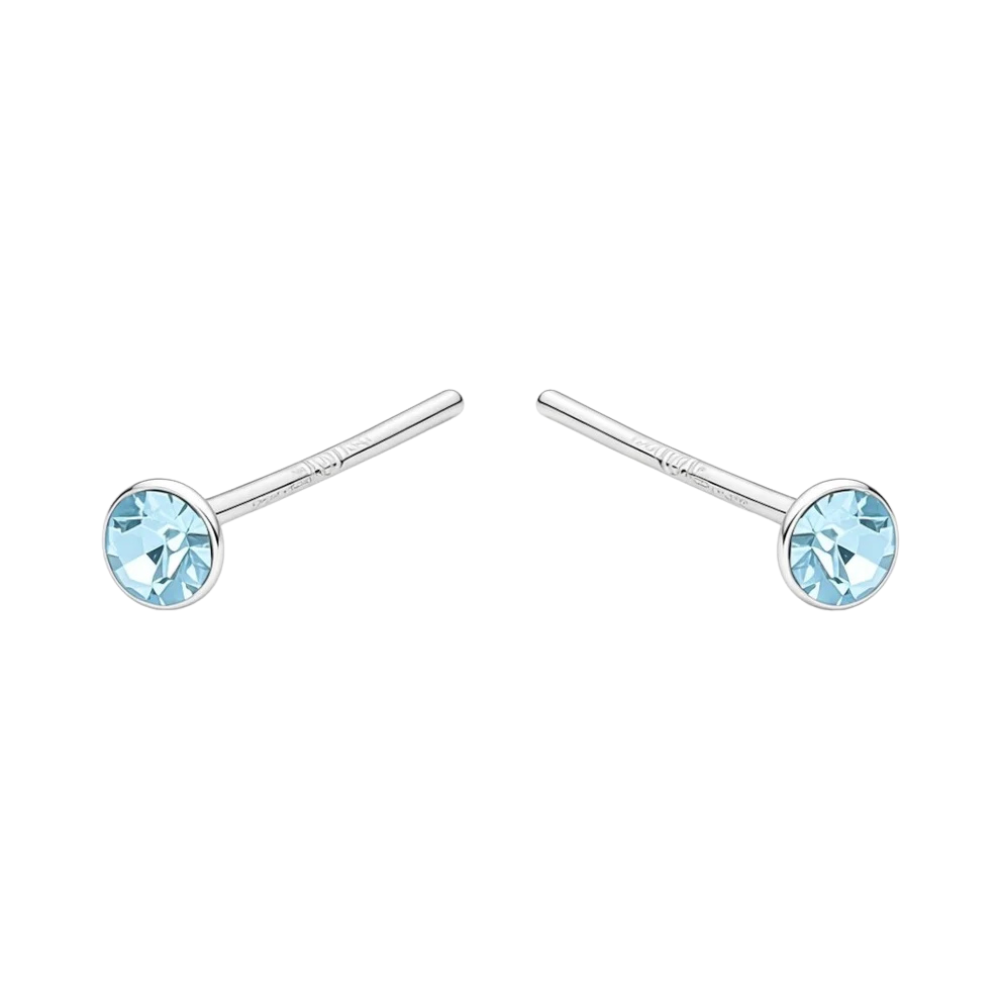 Par Piercing con Cristal Celeste 2 mm Plata 925-0