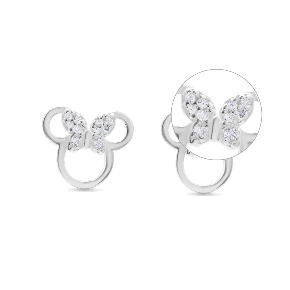Aros De Plata Minnie Mouse Con Circones-2