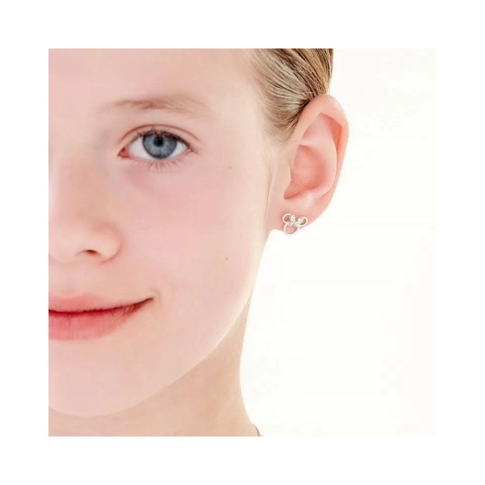 Aros De Plata 925 Minnie Mouse con Circones-3