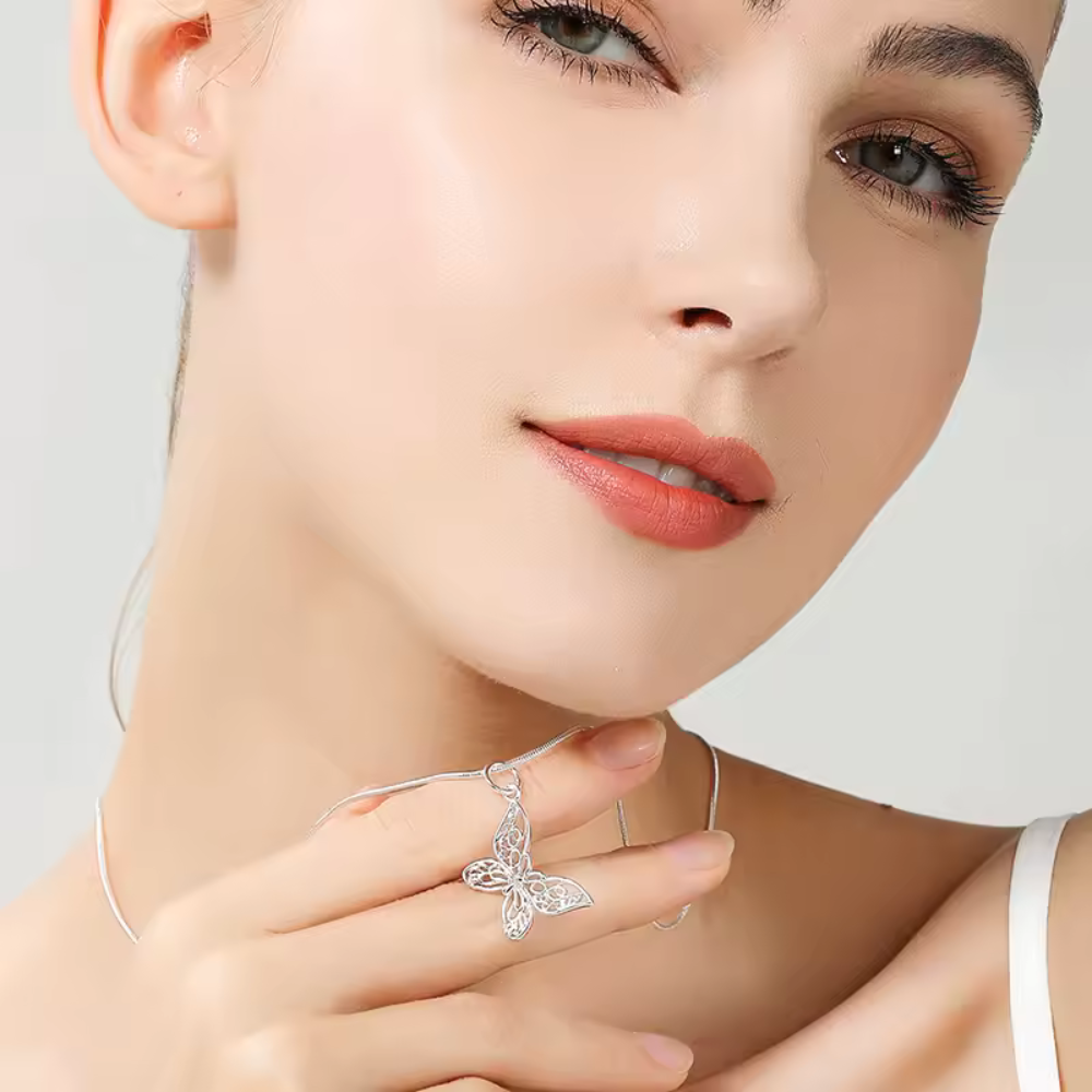 Collar Con Colgante De Mariposa 60 cm-3