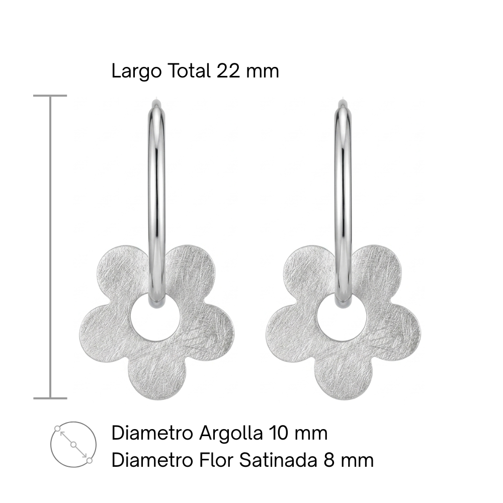 Argollas Con Dije de Flor Satinada-2
