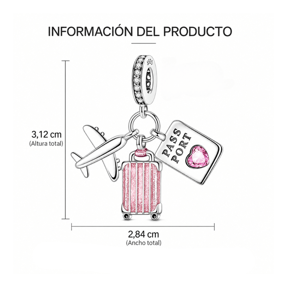 Dije Viaje Avi n Maleta y Pasaporte Rosa-4