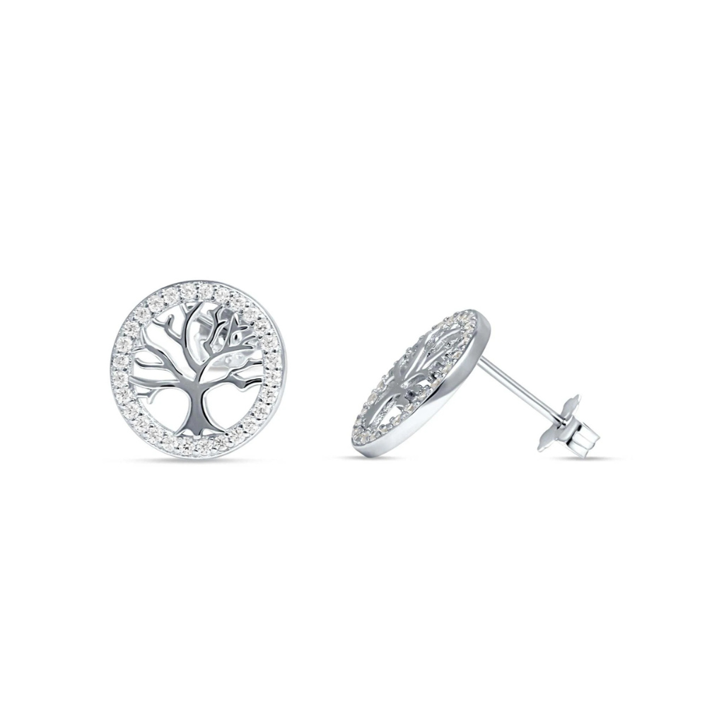 Aros De Plata Arbol De La Vida Con Circonitas-3