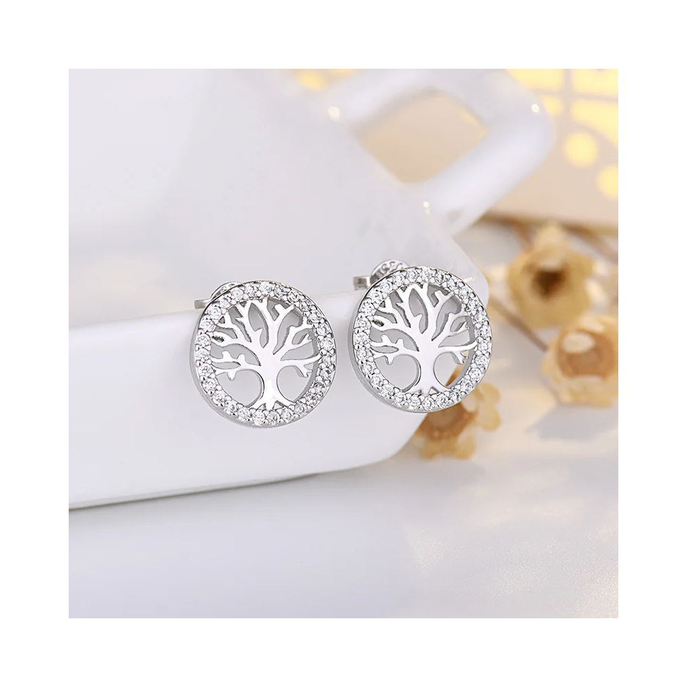Aros De Plata Arbol De La Vida Con Circonitas-4