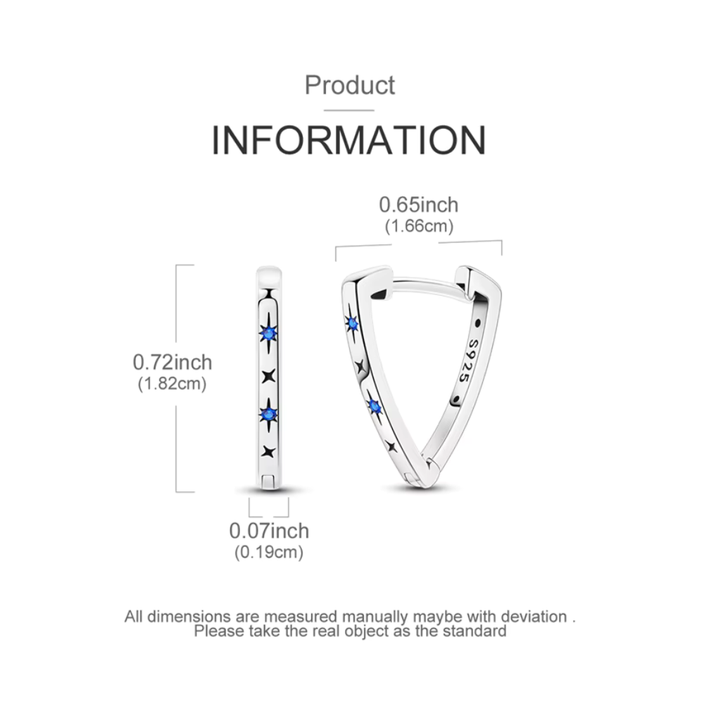 Aros Plata Triangular Estrellas Circon-2