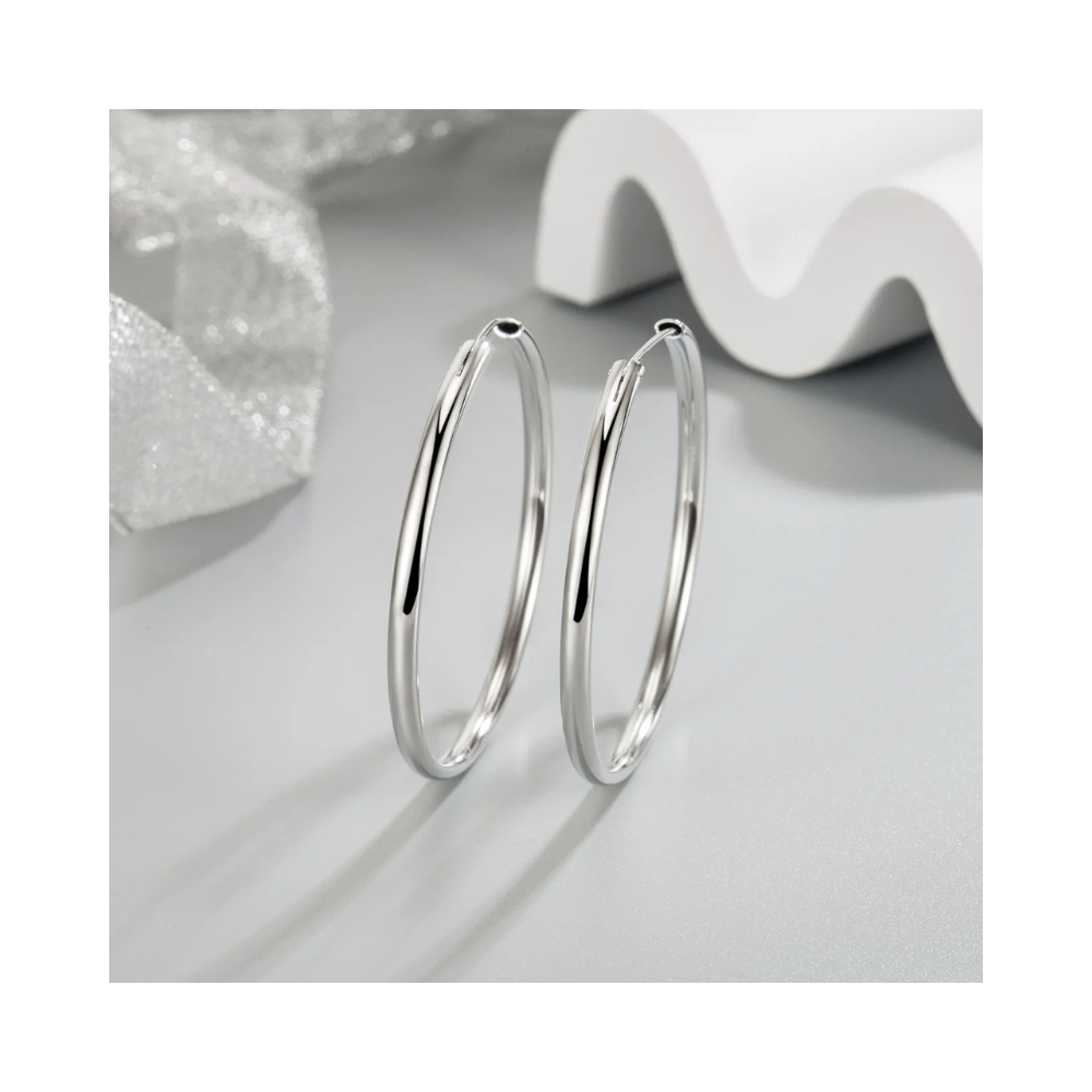 Aros Plata Argolla Borde Ovalado 40 mm-2
