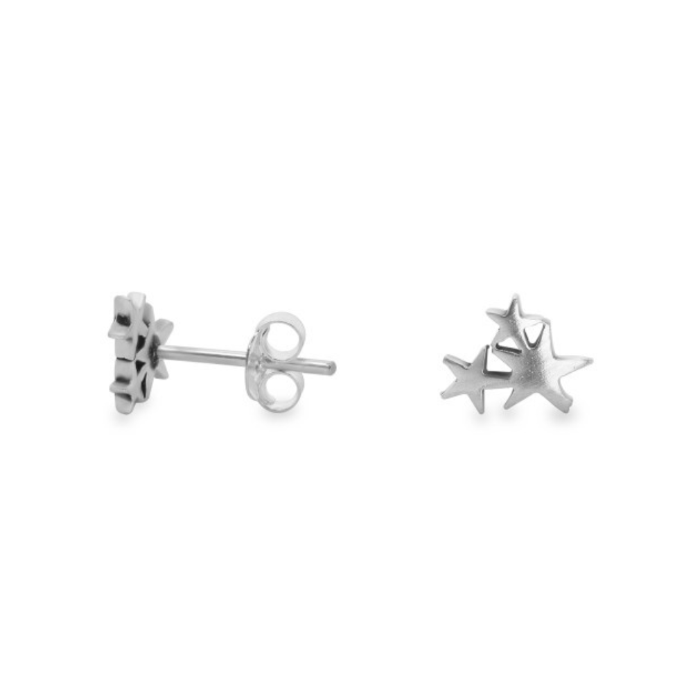 Aros de Plata Trío de Estrellas Lisas-1