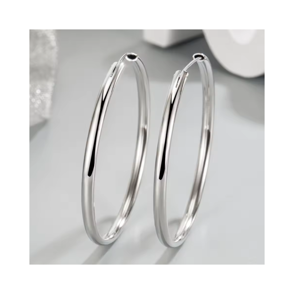 Aros Plata Argolla Borde Ovalado 50 mm-2