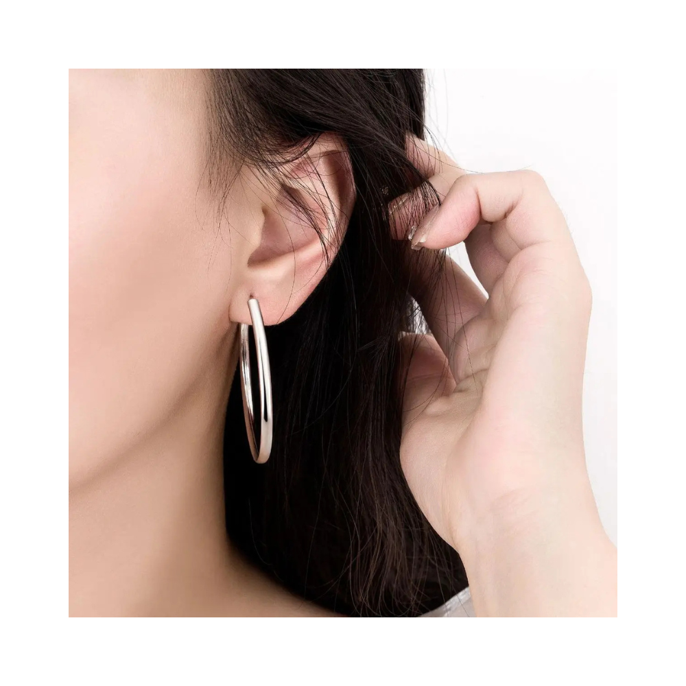 Aros Plata Argolla Borde Ovalado 50 mm-5