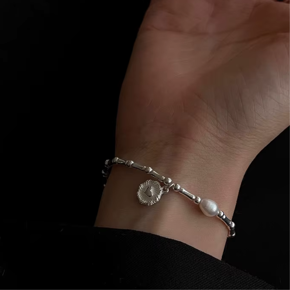 Pulsera Corazon Cuencas Bastones Con Perla-2