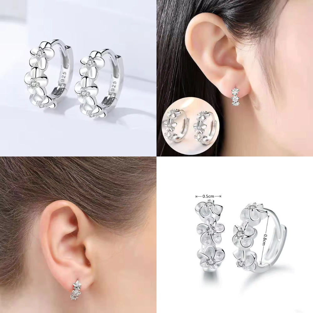 Aros Plata Flor Camelia con Circonita 8 mm-4