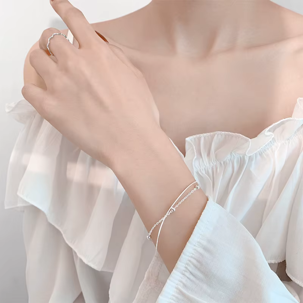 Pulsera Doble Cadena Esferas Aurora-3