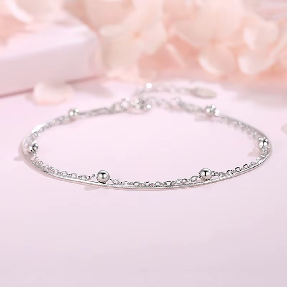 Pulsera Doble Cadena Esferas Aurora-4