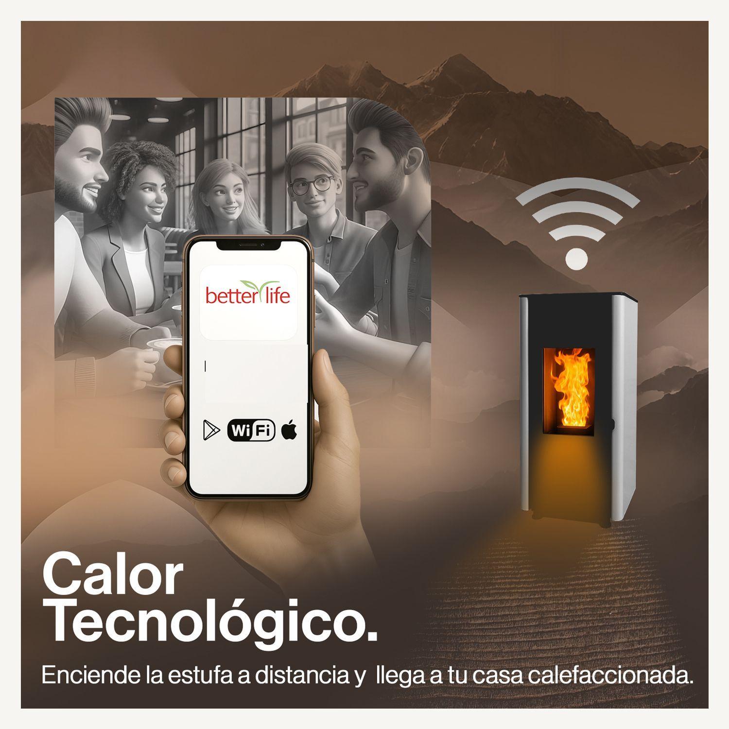 Estufa Pellet 9,5 Kw 160 M2 Wifi + Kit De Instalación-4