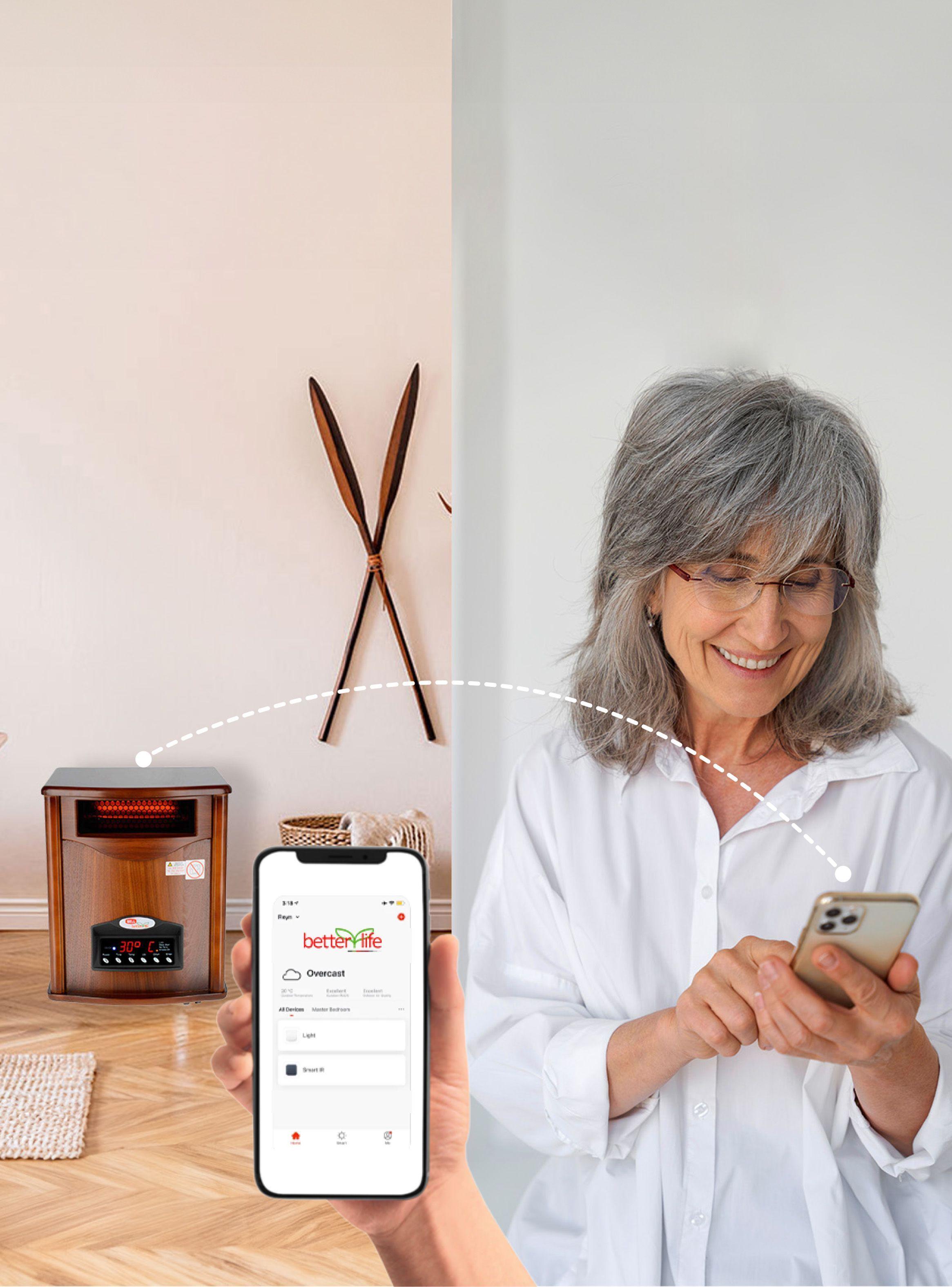 Estufa Eléctrica Infrarroja Madera UV 70 m2 WiFi-2