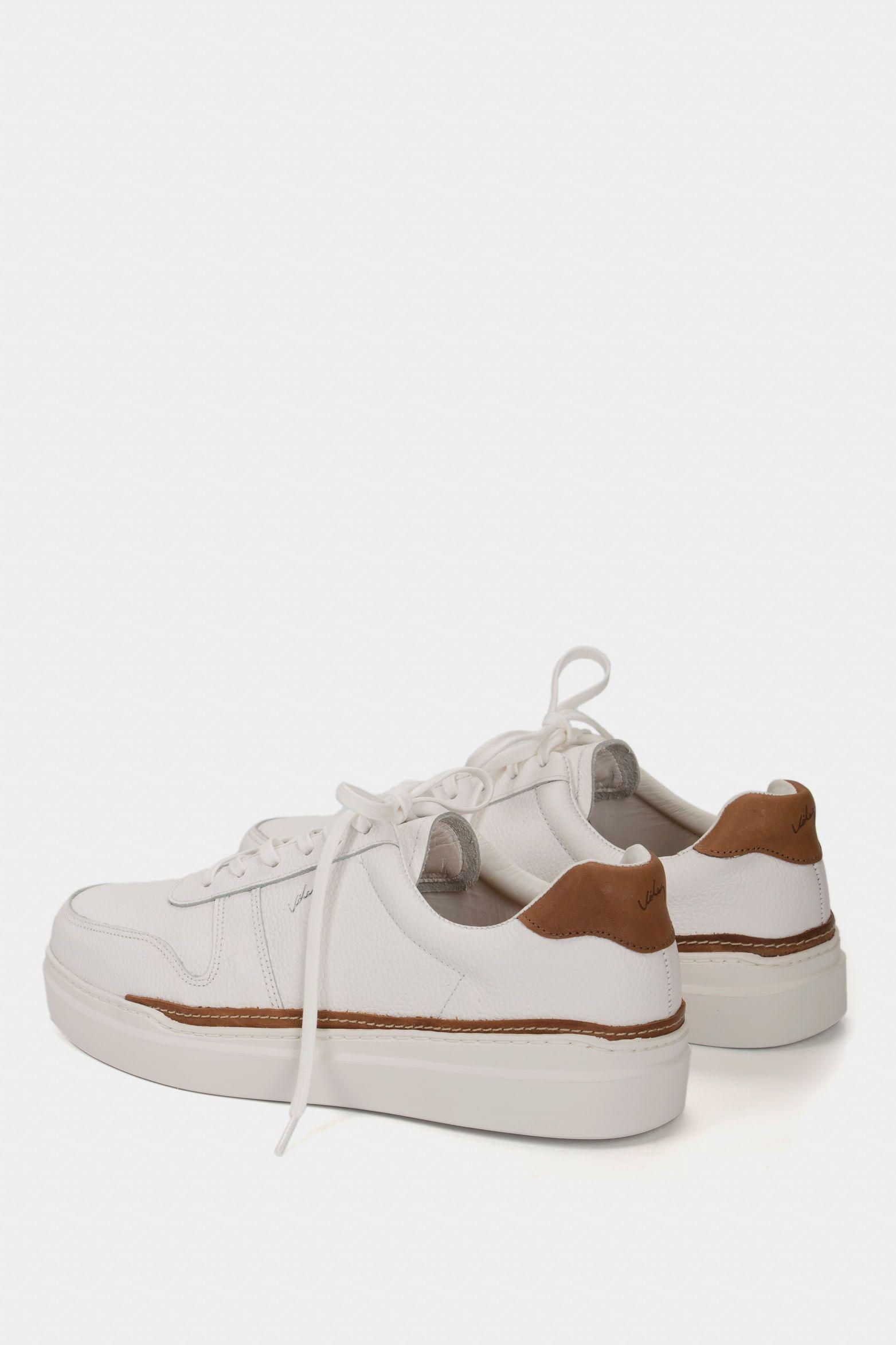 Vélez Zapatillas Casual Whited Cuero Hombre Contraste Blanco-2