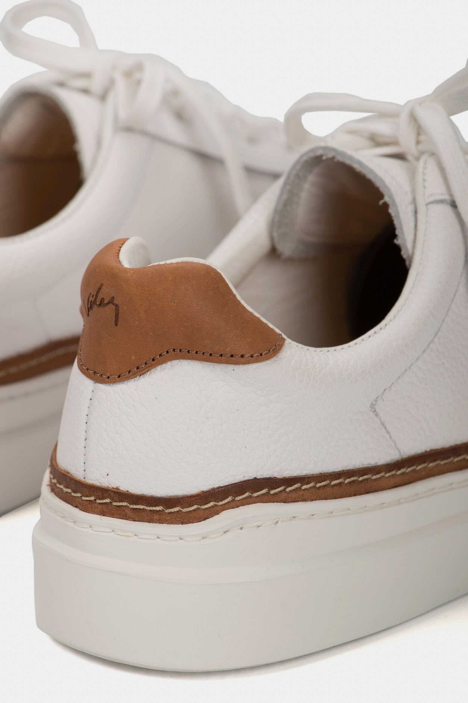 Vélez Zapatillas Casual Whited Cuero Hombre Contraste Blanco-4