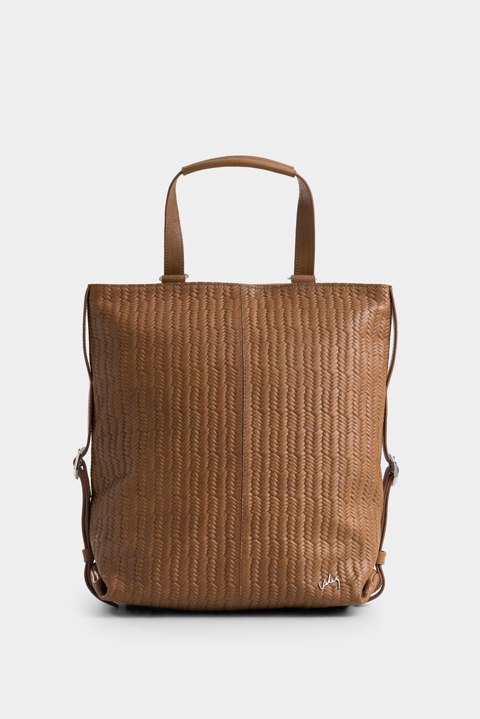 Mochila calafate de cuero para mujer grabado canasta Miel-0