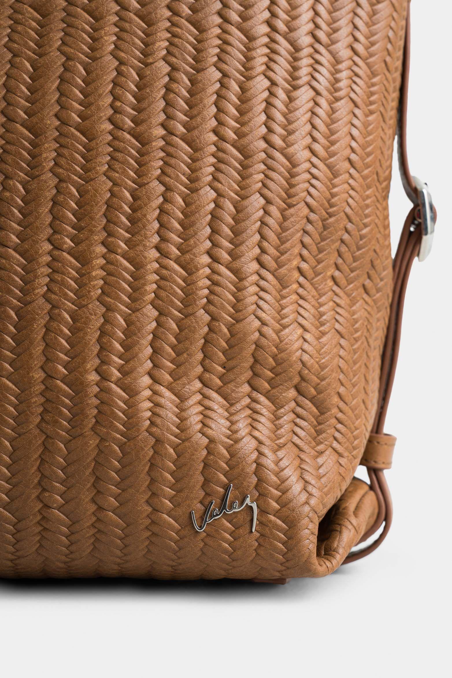 Mochila calafate de cuero para mujer grabado canasta Miel-3