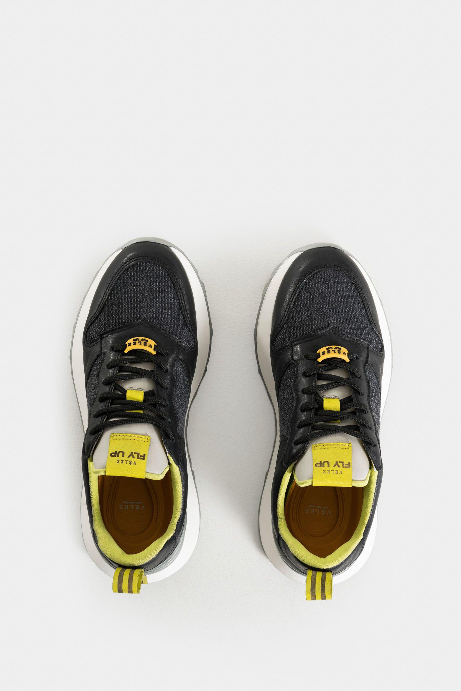 Zapatillas mercurio de cuero y lona para mujer silueta urban Negro-3