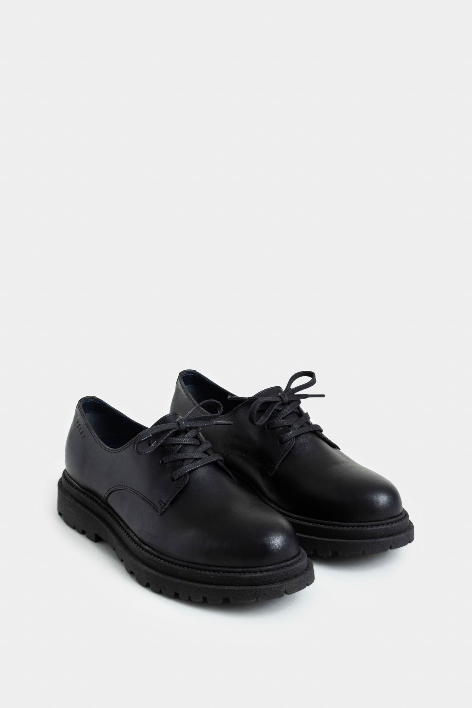 Vélez Zapatos Cordón Arezzo Cuero Hombre  Envejecido Negro-1