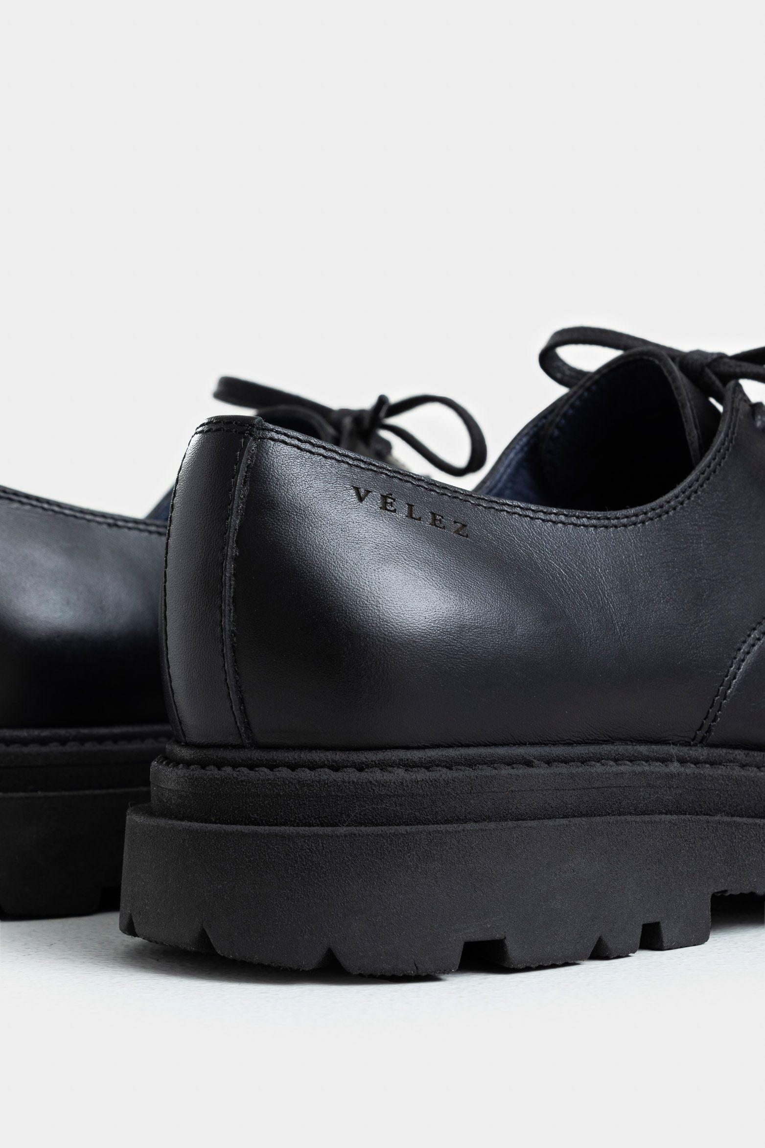 Vélez Zapatos Cordón Arezzo Cuero Hombre  Envejecido Negro-4