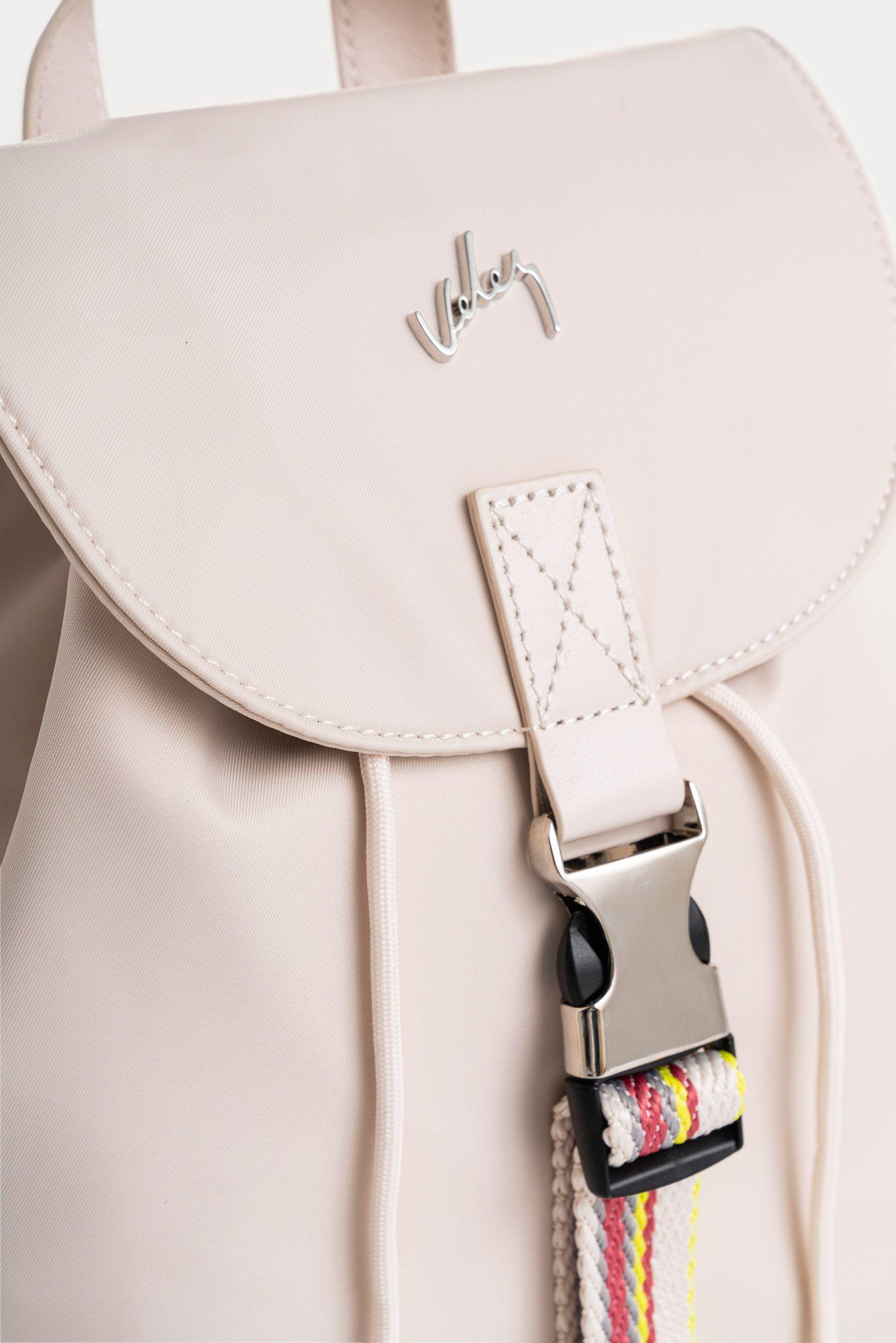 Morral Elora en lona y cuero para mujer detalle contraste blanco-3