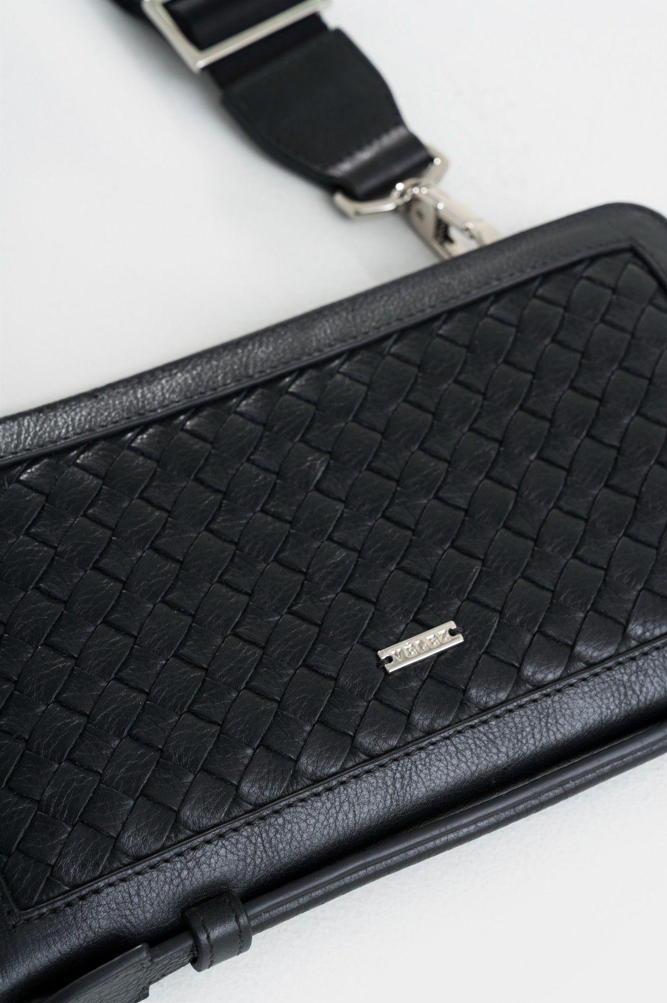Vélez Cartera Bandolera Elba Cuero Hombre Tejido Frontal-6